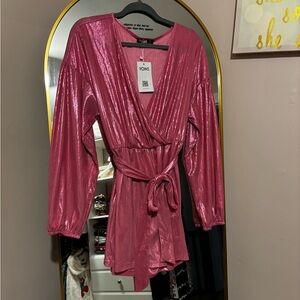 Yoins Hot Pink Sheer Romper